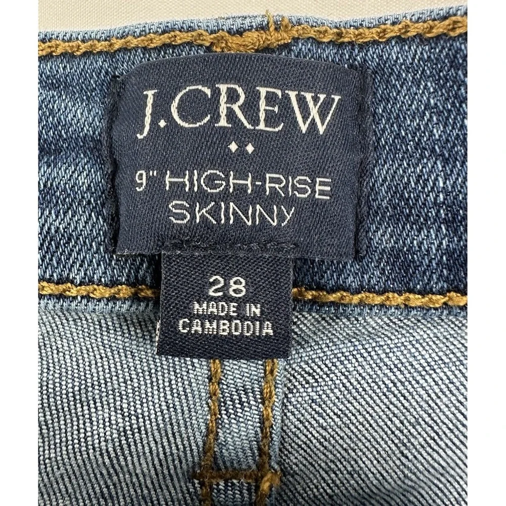 J. Crew 9" High Rise Skinny Jeans Woman's Size 28 Blue Stretch‎ Pockets Denim - Picture 3 of 8